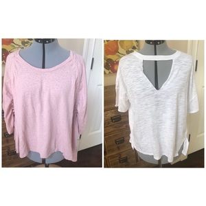 We The Free  FP Beach *2* Tops Pink White M/L